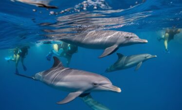 Delfine im Dolphin House Marsa Alam im Roten Meer während eines Schnorchelausflugs.